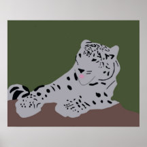 Schnee-Leopard mit Zungeplakat