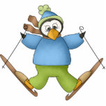 Schnee-Skifahrer-Pinguin-Verzierung Foto Ausschnitt
