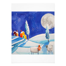 SCHNEE-SZENEN-SCHAF-MOND EINLADUNGEN