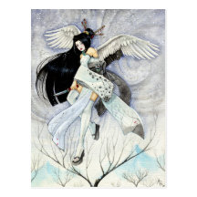 Schnee-u. Feder-Geisha-Kunst-Postkarte