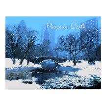 Schnee-u. Feiertags-Lichter im Central Park-Friede Postkarte
