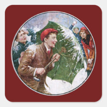 Schneeball-Kampf Quadratsticker
