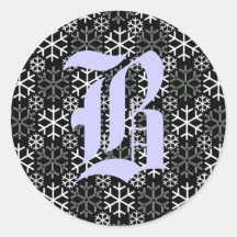 Schneeflocke-Aufkleber Monogramm Buchstabe-B