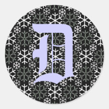 Schneeflocke-Aufkleber Monogramm Buchstabe-D