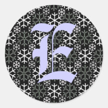 Schneeflocke-Aufkleber Monogramm Buchstabe-E