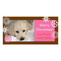 Schneeflocke-Hundeweihnachtsfoto kardiert Brown-Ro Personalisierte Foto Karte