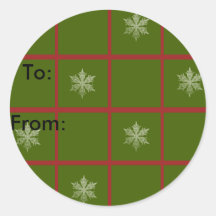 Schneeflocke-karierte Geschenk-Umbauten Runder Sticker