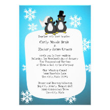 Schneeflocke-Pinguin-Toon-Hochzeit Personalisierte Ankündigungen