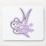 Schneeflocke-u. Birdie-Weihnachtsentwurf - lila Mousepads