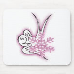 Schneeflocke-u. Piepmatz-Weihnachtsentwurf - Rosa Mauspads