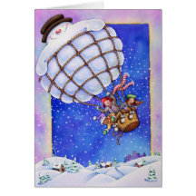 Schneemann-Ballon Grußkarten