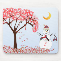 Schneemann CandyCane Baum MousePad