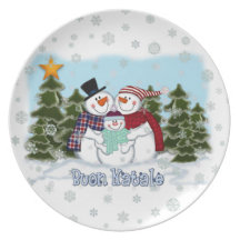 Schneemann-Familie Buon Natale Platte Teller