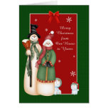 Schneemann-Familien-Weihnachtsgruß Grußkarte