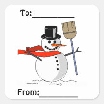 Schneemann-Geschenk-Umbau-Aufkleber zu/von