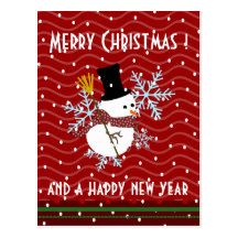 Schneemann kawaii Weihnachtsgrüße Postkarte