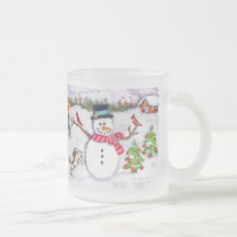Schneemann-u. Hundewinter-Szenen-eisiger Becher Kaffee Tassen