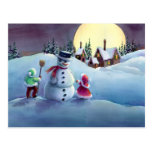SCHNEEMANN u. KINDER durch SHARON SHARPE Postkarte