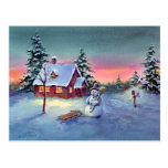 SCHNEEMANN u. SCHLITTEN durch SHARON SHARPE Postkarte