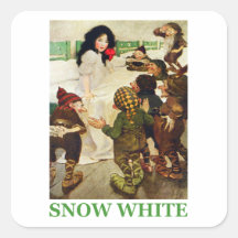Schneewittchen und die sieben Zwerge Quadrataufkleber