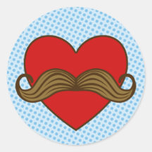 Schnurrbart-Valentinsgruß-Herz Sticker