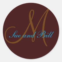 Schokolade und aquamarines Vorname-Monogramm-Siege Sticker