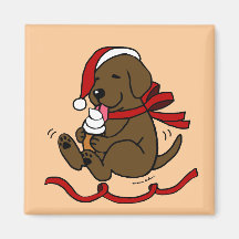 Schokoladen-Labrador-Welpen-WeihnachtsCartoon-Magn