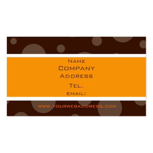 Schokoladenblasenorange, Name, Company, Adresse… Visitenkarten Vorlagen