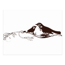 Schokoladenbraune Lovebirds-Hochzeit Save the Date postkarten