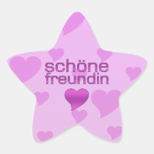 Schöne Freundin rosa u. lila Liebe-Herzen Stern Aufkleber