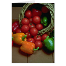 Schöne Paprikaschoten und Tomaten Grußkarten