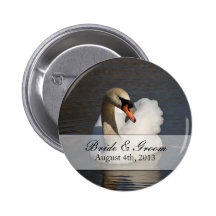 Schöne stummer Schwan-Hochzeit Anstecknadelbutton