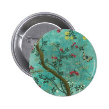 Schöne Vintage antike Blütenbaumschmetterlinge Anstecknadelbutton
