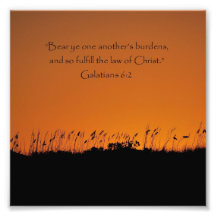 Schöner Sonnenuntergang Galatians 6:2 Bibel-Vers-D Foto Druck