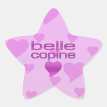 Schönheit Copine rosa u. lila Liebe-Herzen Stern Aufkleber
