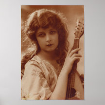 Schönheit mit Gitarre Posterdruck