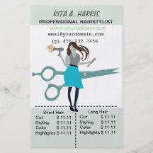 Schönheits-Salonhairstylist-Haar-Stylist-Preislist Flyerdesign