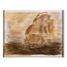 Schooner und Vintage Karte Foto
