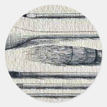 Schreibensbürsten Ukiyo-e. Runde Sticker