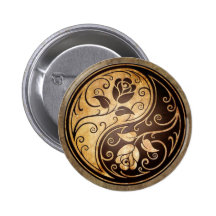 Schroffe Yin Yang Rosen Anstecknadelbuttons