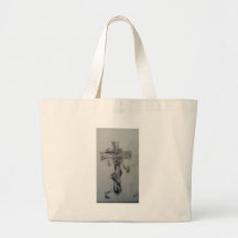 Schroffes Kreuz und Rosen Tragetaschen