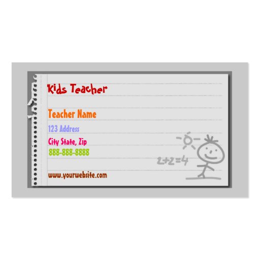 Schullehrer-Visitenkarten