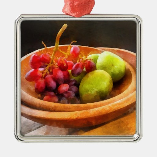 Schüssel rote Trauben und Birnen Ornamente
