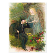 Schutzengel und müde Gentleman Postkarte