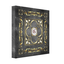 Schwarz-beflecktes Glas-Monogramm-Lilien-Leinwand Leinwanddruck