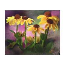 Schwarz-mit Augen Susan mit Blumen Gespannter Galerie Druck