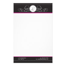 Schwarz-u. Pink-Monogramm-Briefpapier Bedrucktes Büropapier