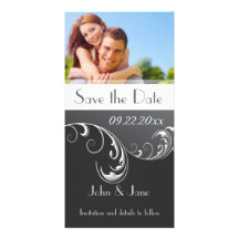 Schwarz u. Weiß blühen Sie,/Foto "Save the Date " Photo Karte