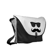 Schwarz-weißer Schnurrbart-und Sonnenbrille-Spaß Kuriertaschen