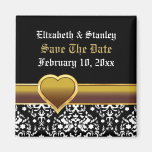 Schwarz-weißes Damastherz, das Save the Date weddi Kühlschrankmagnet